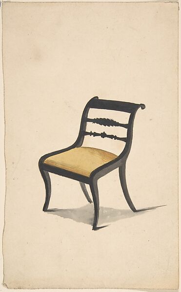 Design for a Chair, Attributed to Gillows (British, 19th century), Pen and ink, brush and wash, watercolor 