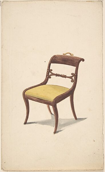 Design for a Chair, Attributed to Gillows (British, 19th century), Pen and ink, brush and wash, watercolor and gouache (bodycolor) 