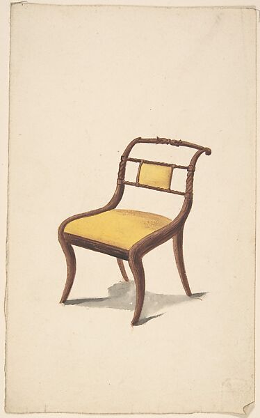 Design for a Chair, Attributed to Gillows (British, 19th century), Pen and ink, brush and wash, watercolor 