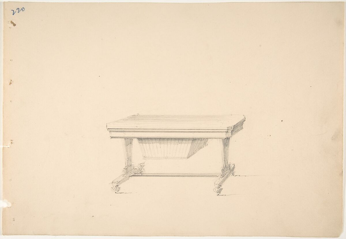 Design for a Worktable, Anonymous, British, 19th century, Graphite 