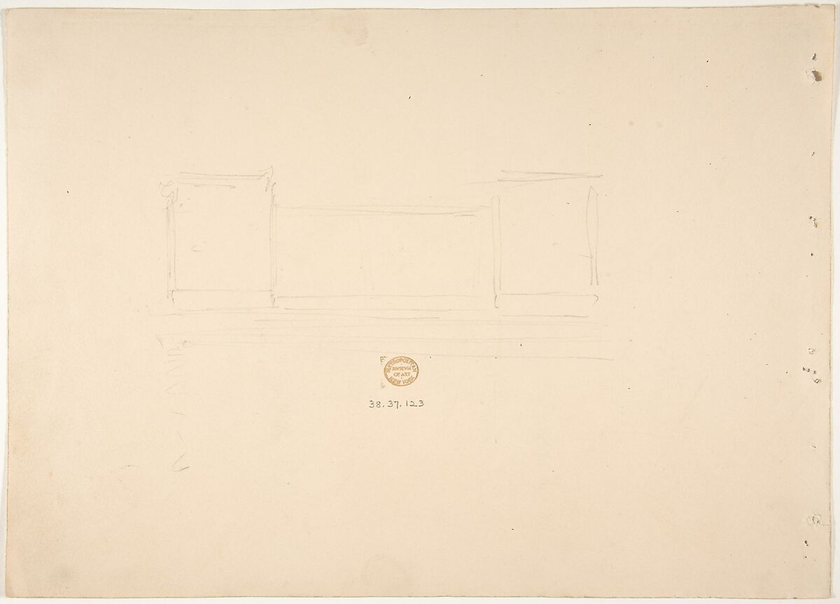 Design for a Worktable with Two Suspended Containers (Verso: Sketch for desk), Anonymous, British, 19th century, Graphite
