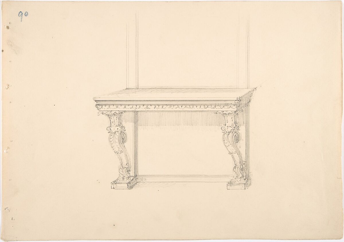 Design for a Pier Table, Anonymous, British, 19th century, Graphite 