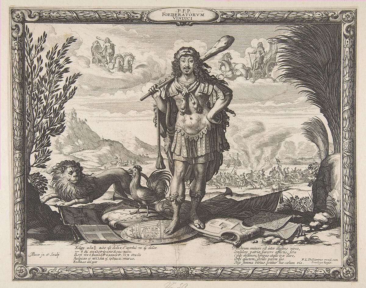 Declaration of War on Spain by Louis XIII: The King as Hercules, Abraham Bosse (French, Tours 1602/04–1676 Paris), Etching; second state of four 