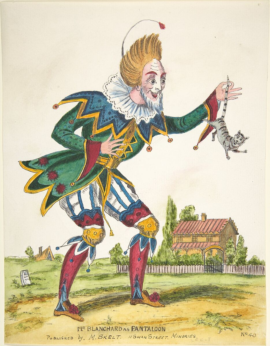 Mr. Blanchard as Pantaloon, Anonymous, British, 19th century, Watercolor, pen and black ink 