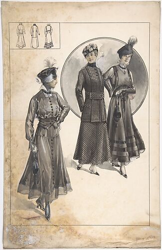 Designs for Three Women's Dresses