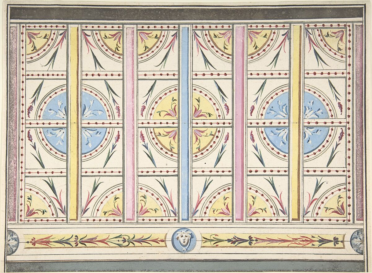 Design for a Wall Decoration, Anonymous, British, 19th century, Watercolor 