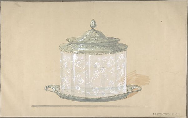 Design for a Crystal Jar with a Silver-Plated Base and Cover