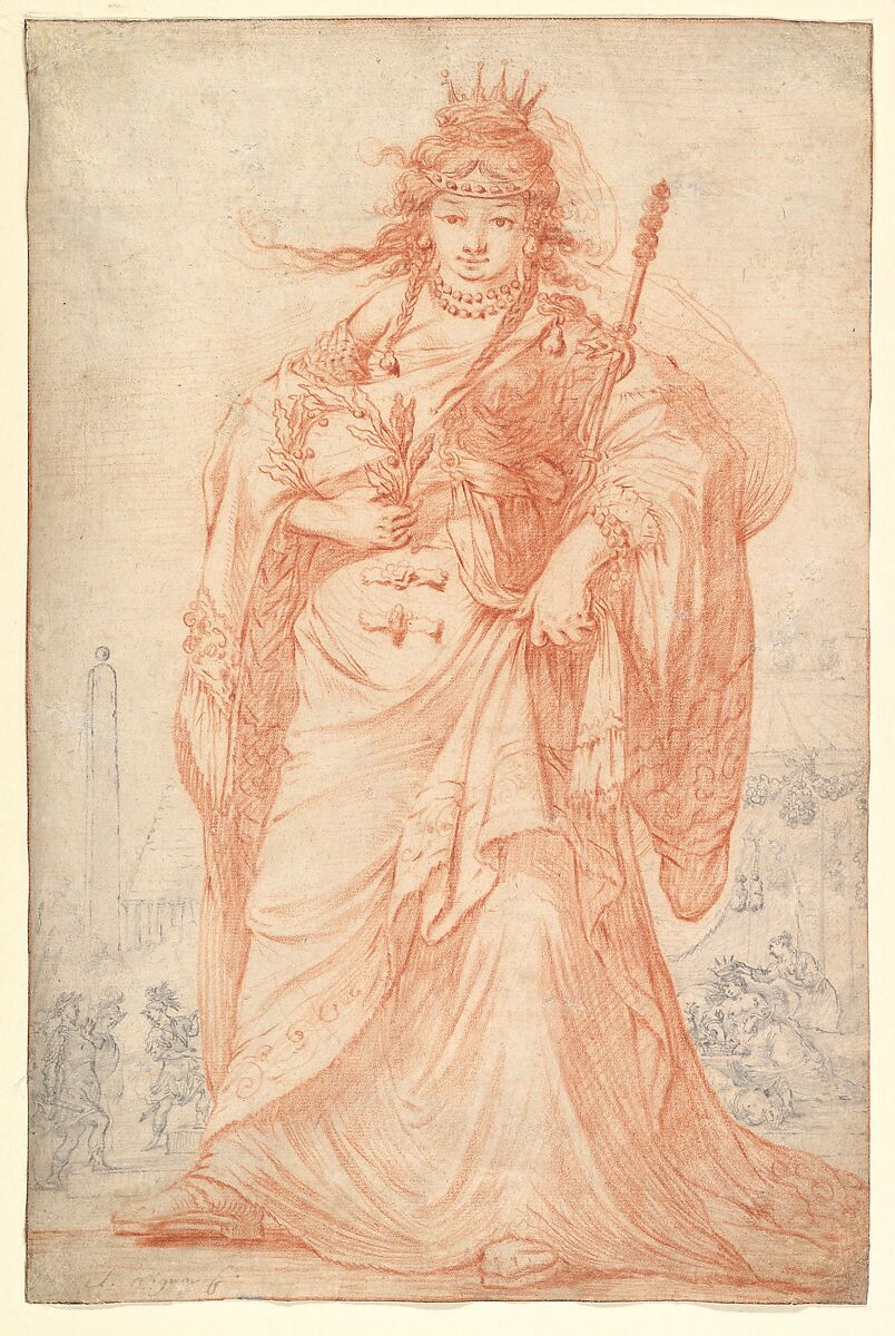 Cleopatra, Claude Vignon (French, Tours 1593–1670 Paris), Red and black chalk 