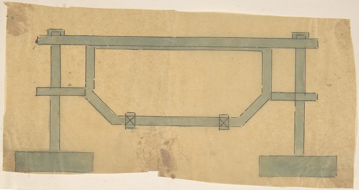 Plan for a Grate, Anonymous, British, 19th century, Pen and ink, graphite and watercolor 