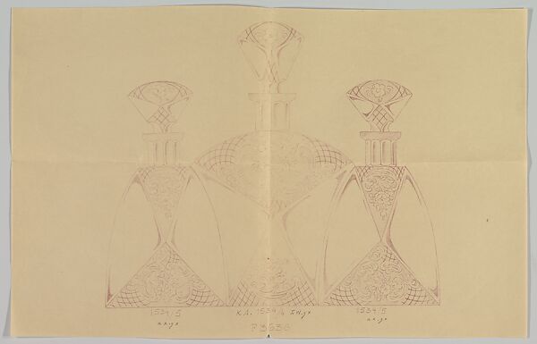 Design for Three Glass Decanters with Floral Ornament