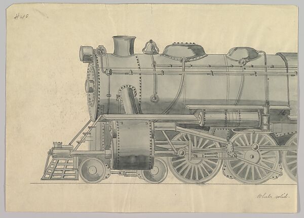 Design for Model Train, Pennsylvania (front half), Anonymous, Czech, early 20th century, Ink and gouache on beige paper 