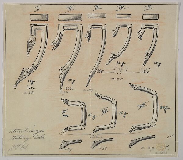 Design for Metal Handles, Anonymous, Czech, early 20th century, Graphite on tracing paper 