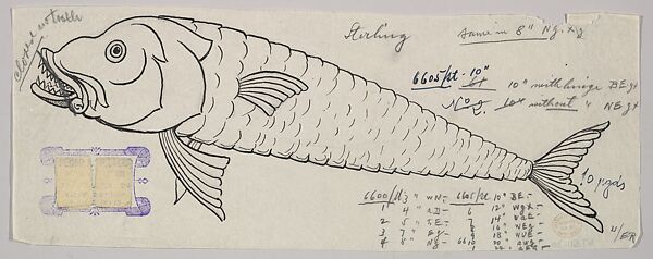 Design for a Silver Fish, Anonymous, Czech, early 20th century, Ink on tracing paper 