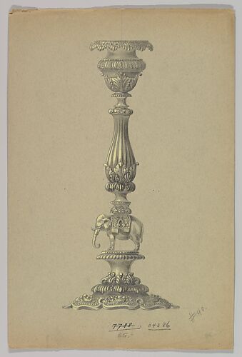 Design for a SIlver Candlestick with an Elephant
