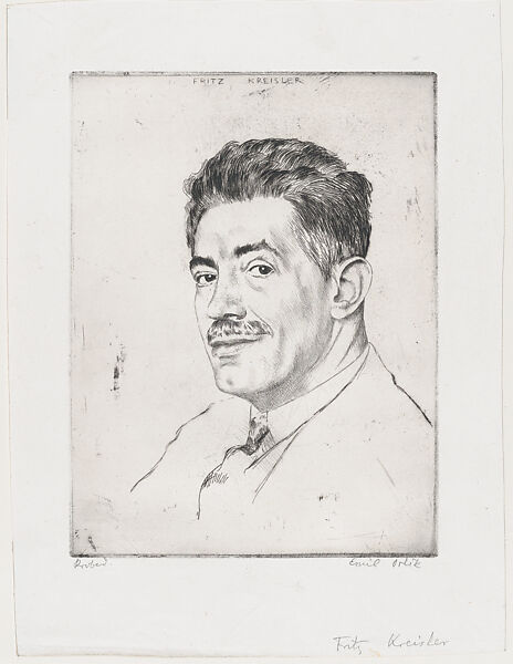 Fritz Kreisler, Emil Orlik (Austro-Hungarian, Prague 1870–1932 Berlin), Drypoint, proof 