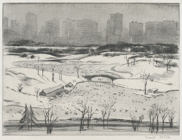 Central Park, the Lake in Winter, Emil Orlik (Austro-Hungarian, Prague 1870–1932 Berlin), Etching, drypoint, and roulette 