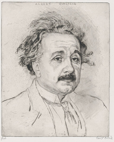 Albert Einstein, Emil Orlik (Austro-Hungarian, Prague 1870–1932 Berlin), Etching and drypoint, proof 
