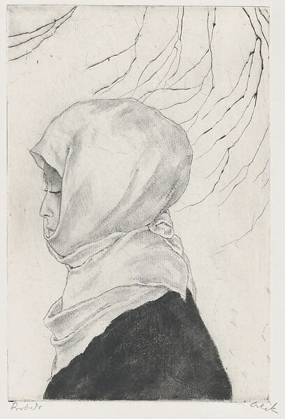 Japanese Woman in Winter Clothing, Emil Orlik (Austro-Hungarian, Prague 1870–1932 Berlin), Etching and drypoint, proof 