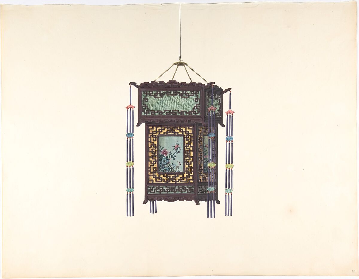 Hanging Lantern, Anonymous, Chinese, 19th century, Pen and ink and gouache 