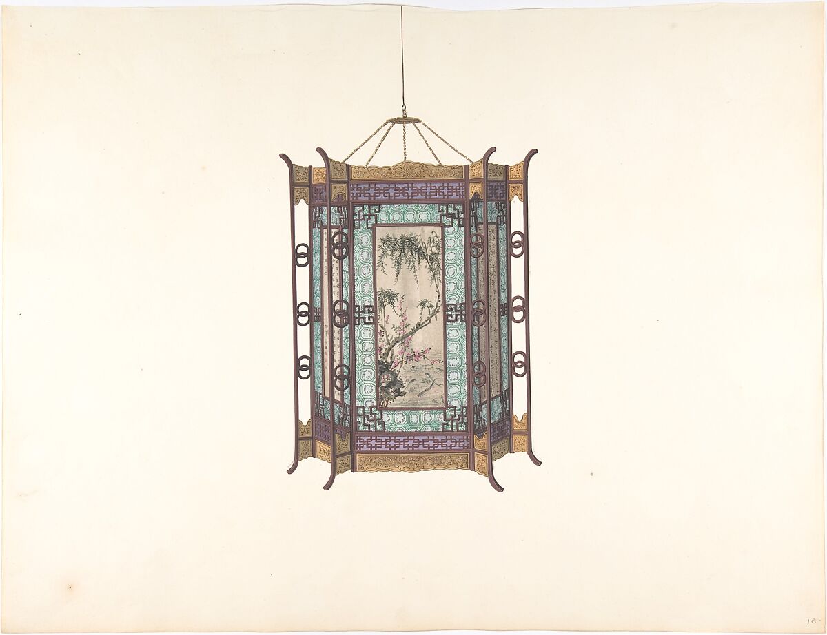 Hanging Lantern, Anonymous, Chinese, 19th century, Pen and ink and gouache 