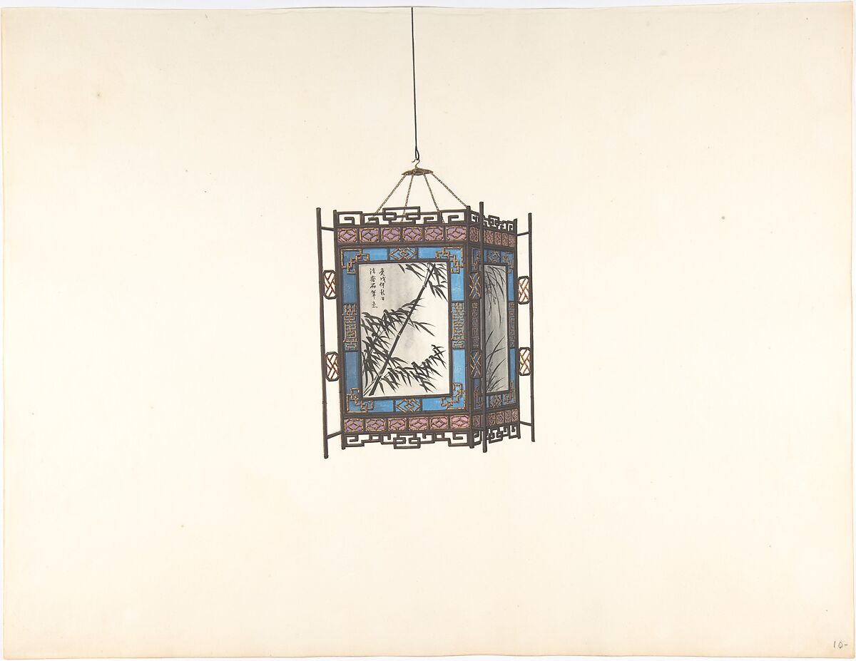 Hanging Lantern, Anonymous, Chinese, 19th century, Pen and ink and gouache 