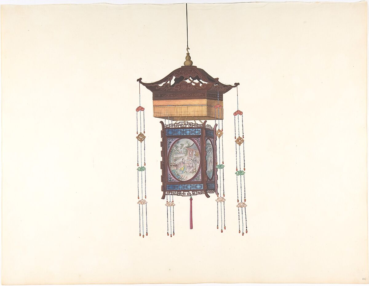 Hanging Lantern, Anonymous, Chinese, 19th century, Pen and ink and gouache 