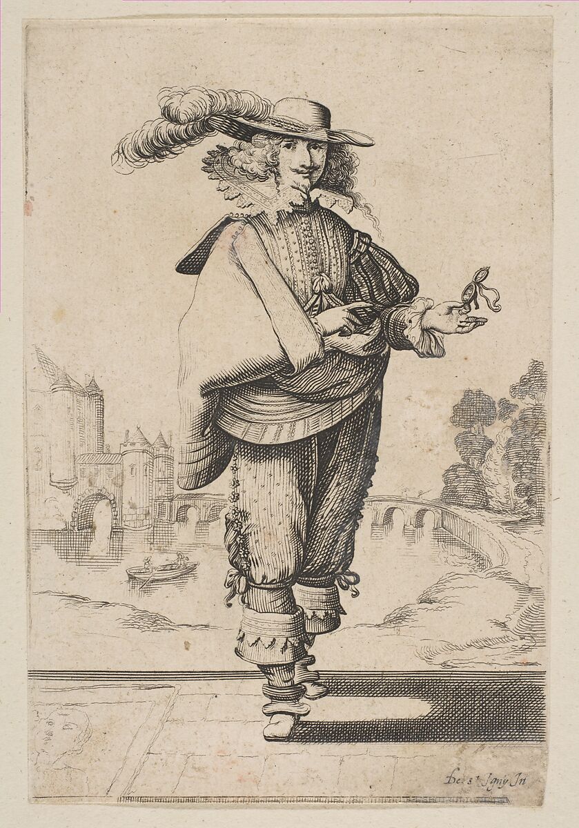 The Amorous Widower, Anonymous, French, 17th century, Etching; reverse copy 