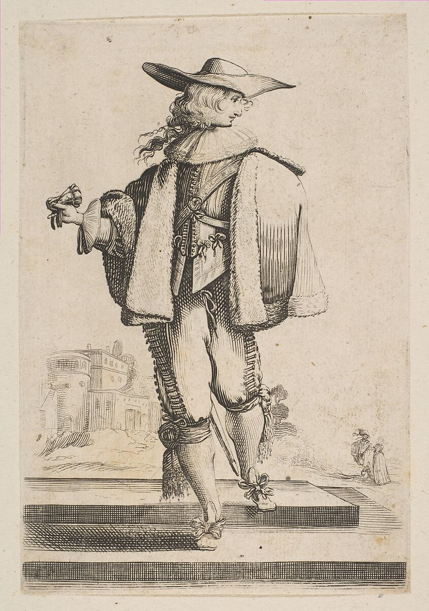 Gentleman with a Glove, Anonymous, French, 17th century, Etching (reverse copy) 