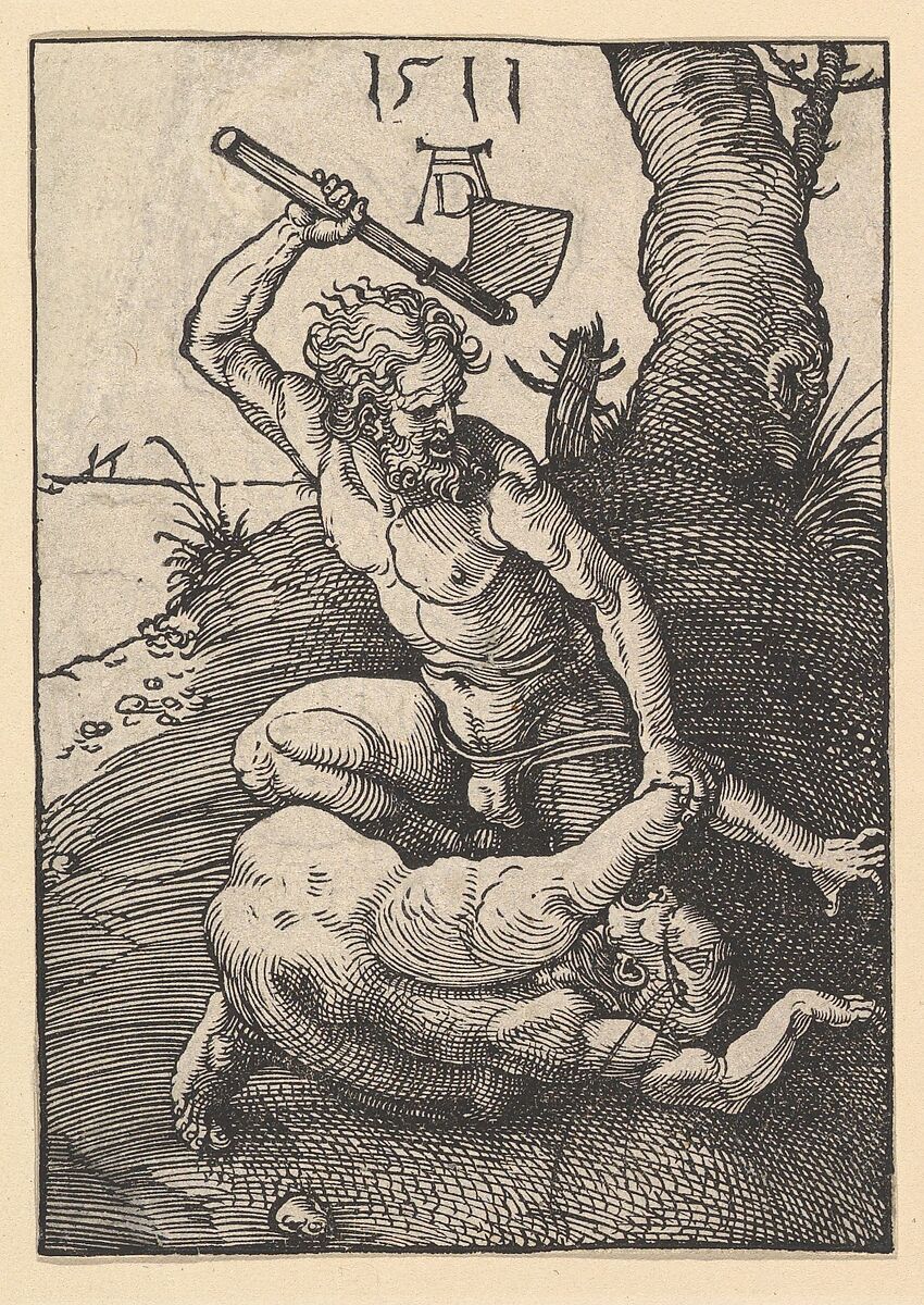 Cain Killing Abel, Albrecht Dürer (German, Nuremberg 1471–1528 Nuremberg), Woodcut 