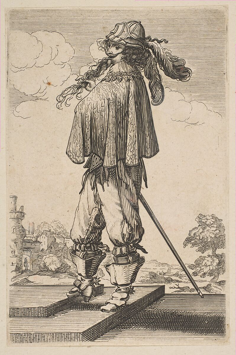 A Gentleman Mounts a Step, Anonymous, French, 17th century, Etching; reverse copy 