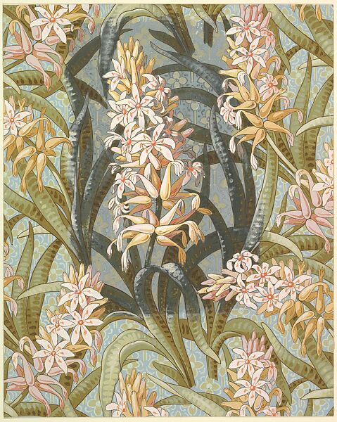 Wallpaper Design with Hostas or Marsh Lilies, Anonymous, British, late 19th to early 20th century, Gouache (bodycolor) 
