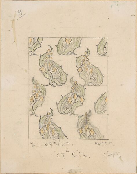 Textile Designs, John Sylvester Wheelwright (British, Edgware, Middlesex 1885–1962 Watford, Hertfordshire), Graphite, watercolor, gouache (bodycolor) and ink