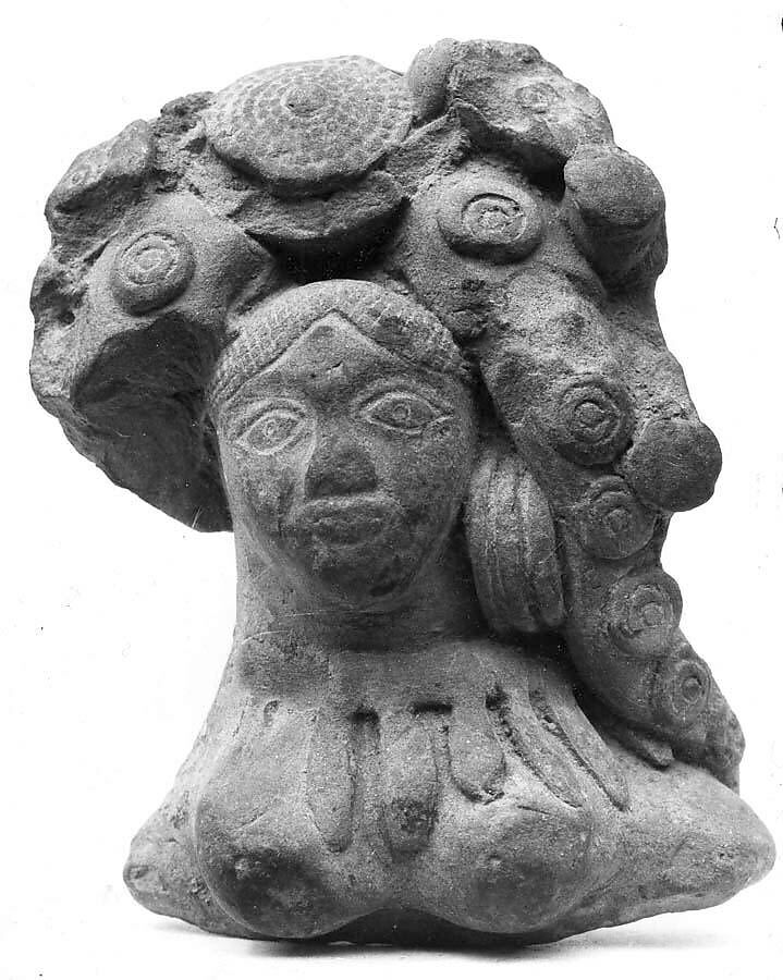 Bust of a Female Deity (Yakshi?), Gray clay, India 