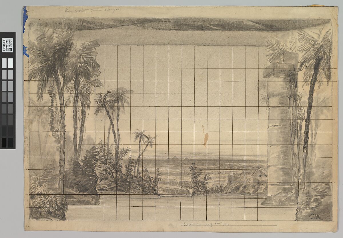 Design for a Stage Set: Backdrop of Tropical Landscape, Eugène Cicéri (French, Paris 1813–1890 Fontainebleau) 