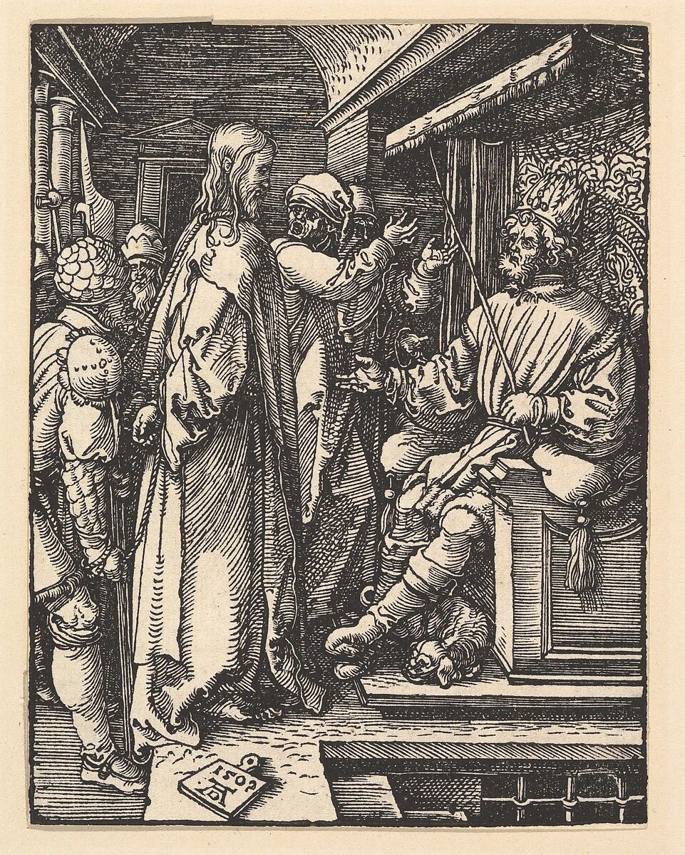 Christ before Herod, from "The Small Passion", Albrecht Dürer (German, Nuremberg 1471–1528 Nuremberg), Woodcut 