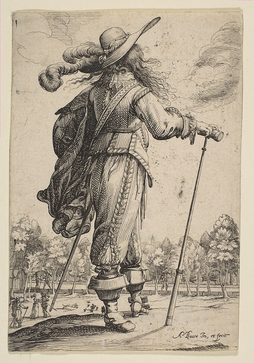 A Man Seen from the Back Leaning on a Croquet Mallet, Abraham Bosse (French, Tours 1602/04–1676 Paris), Etching; first state of two 
