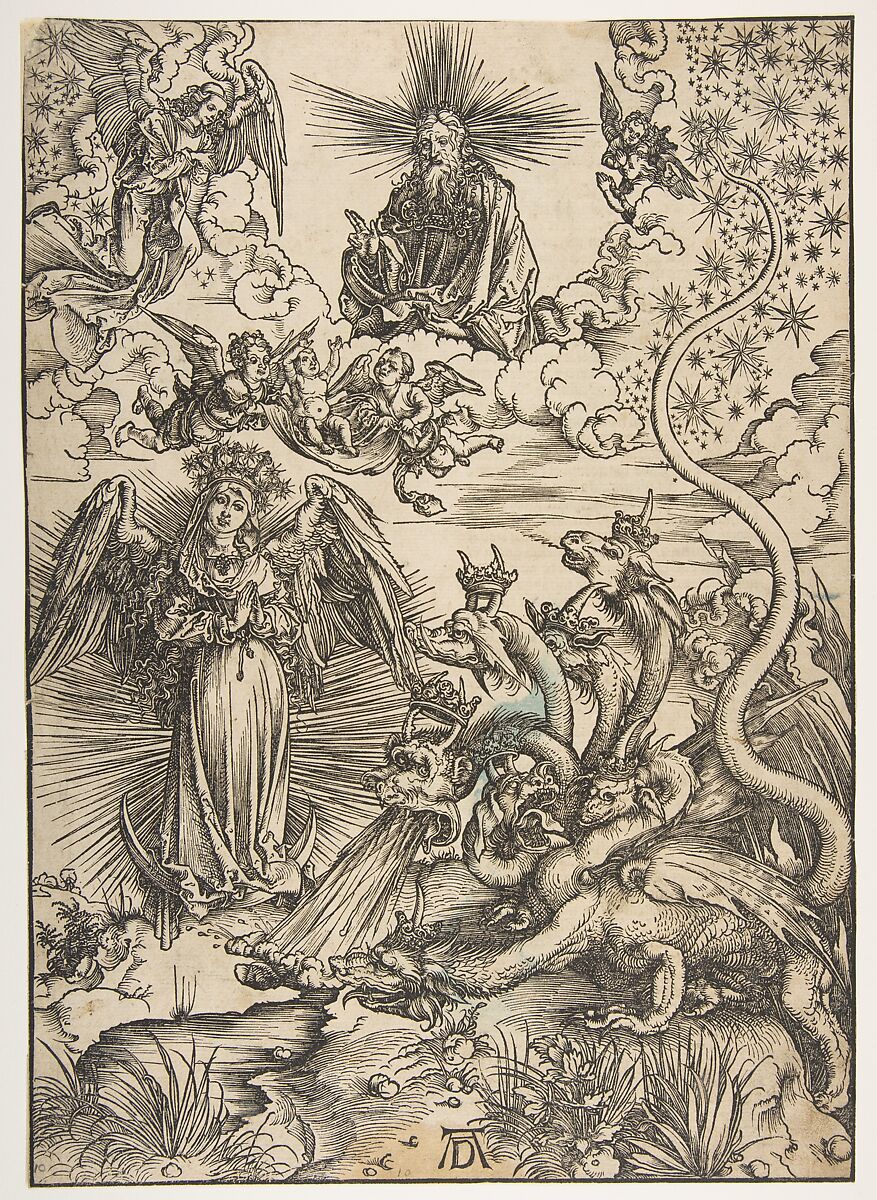 The Apocalyptic Woman, from "The Apocalypse", Latin Edition, Albrecht Dürer (German, Nuremberg 1471–1528 Nuremberg), Woodcut 