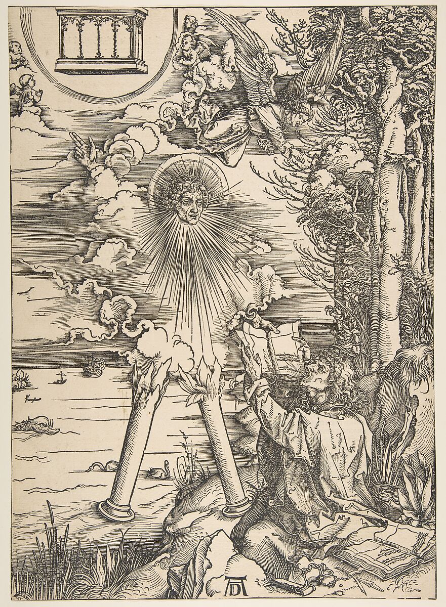 Saint John Swallowing the Book, from "The Apocalypse", Latin Edition, Albrecht Dürer (German, Nuremberg 1471–1528 Nuremberg), Woodcut 