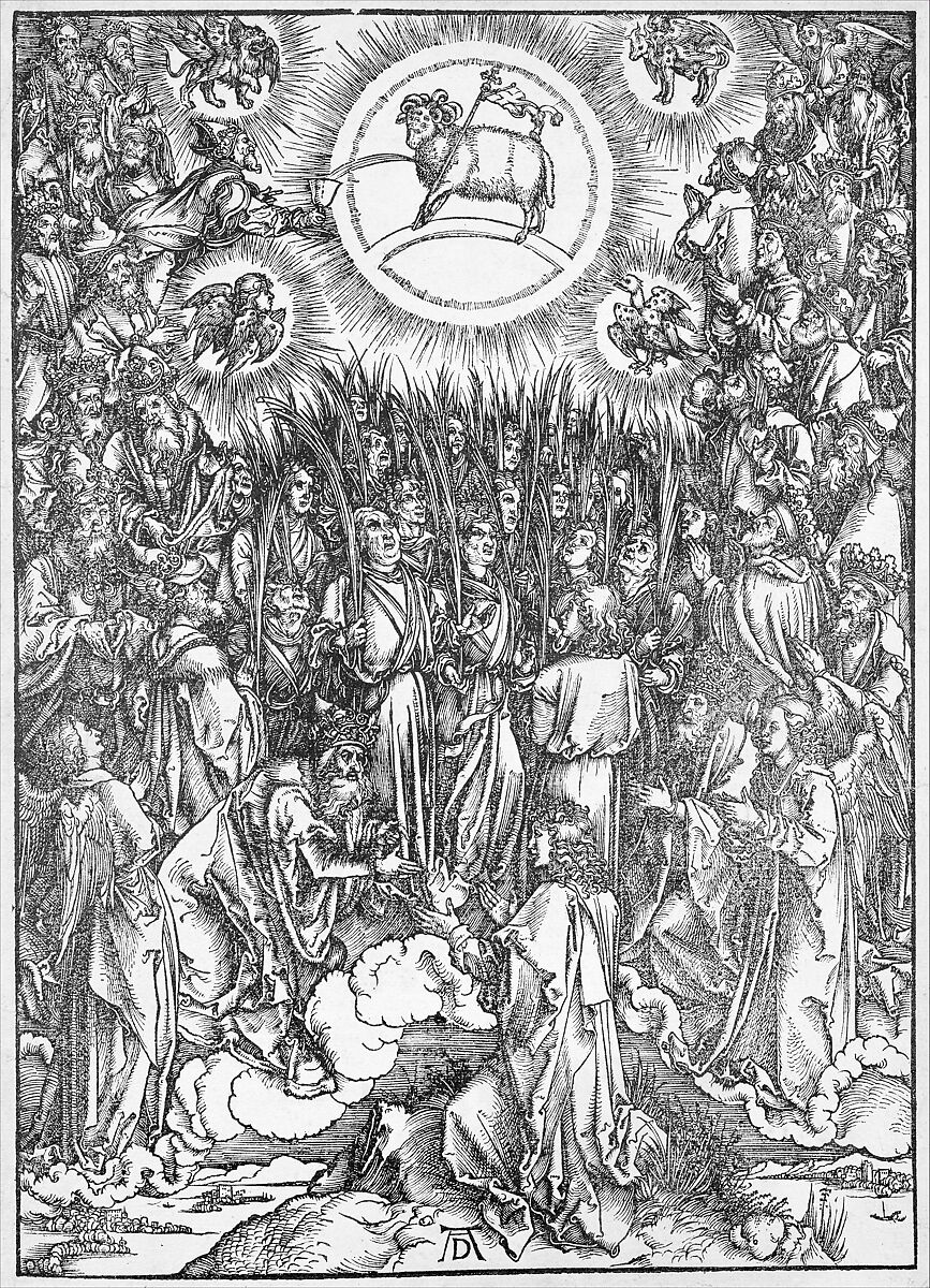 The Adoration of the Lamb, from "The Apocalypse", Latin Edition, Albrecht Dürer (German, Nuremberg 1471–1528 Nuremberg), Woodcut