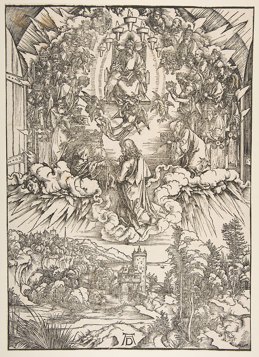 Saint John before God and the Elders, from "The Apocalypse", Albrecht Dürer (German, Nuremberg 1471–1528 Nuremberg), Woodcut 