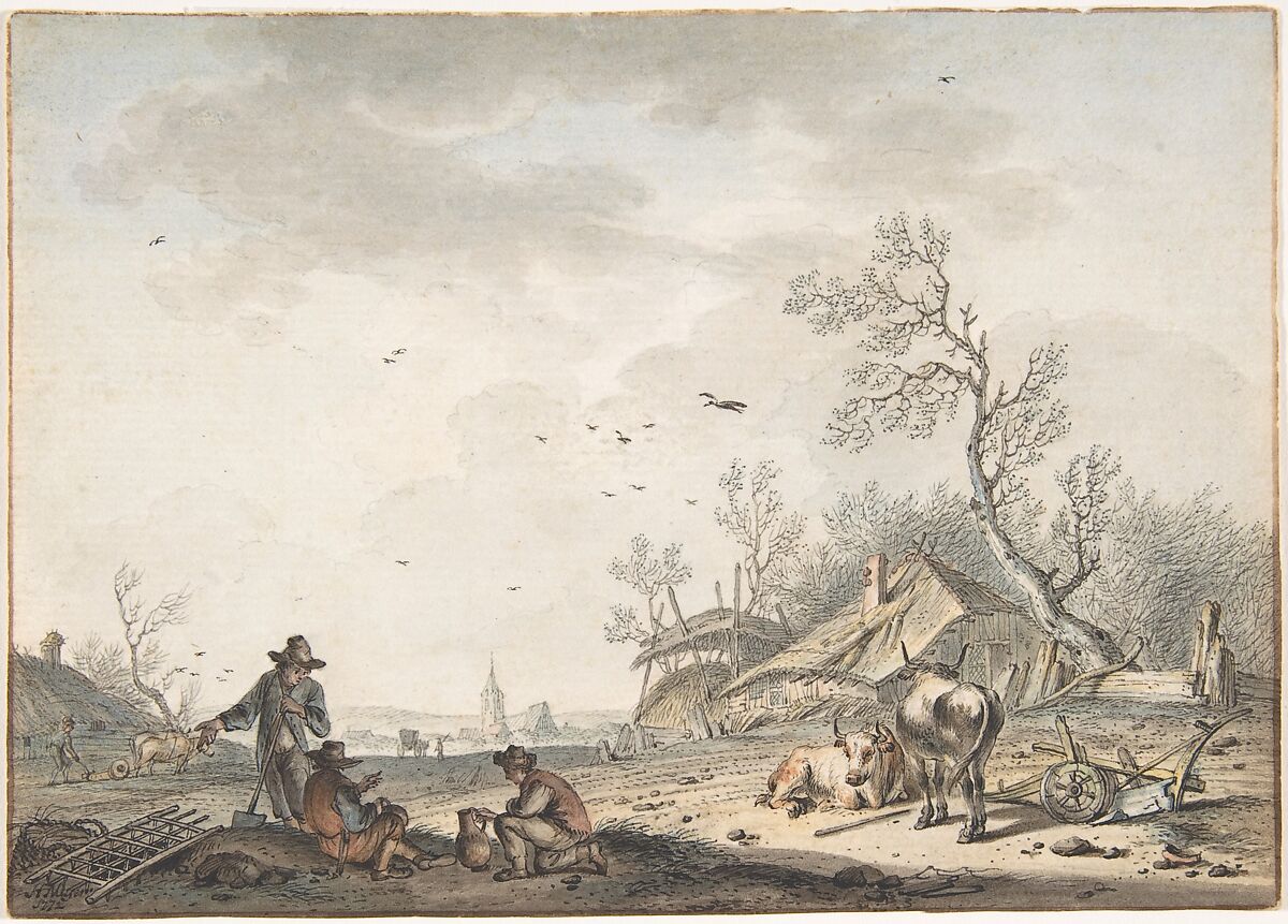 March, Hendrik Meijer (Dutch, Amsterdam 1744–1793 London), Black chalk, brown, black or gray ink and watercolor 
