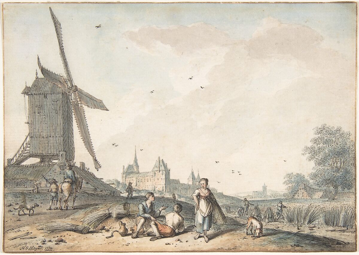 August, Hendrik Meijer (Dutch, Amsterdam 1744–1793 London), Black chalk, brown, black or gray ink and watercolor 
