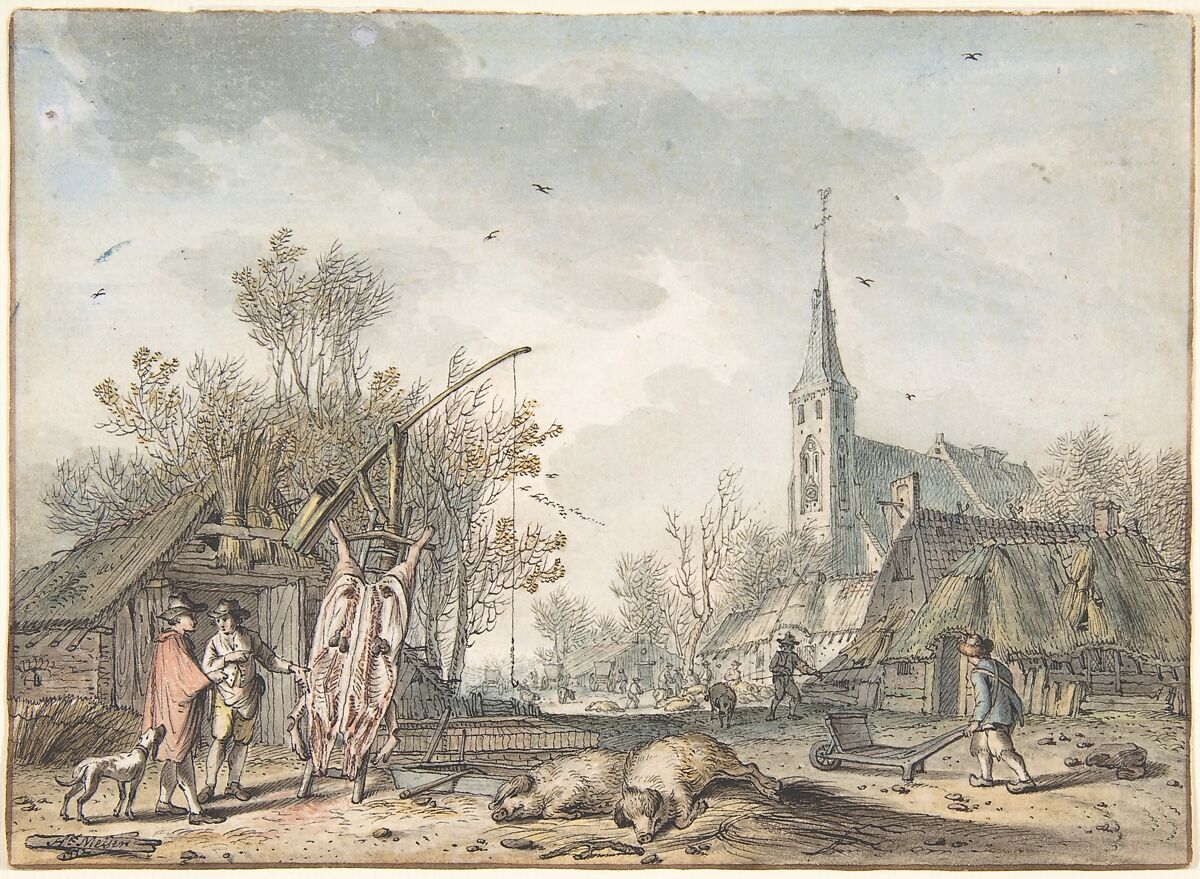 November, Hendrik Meijer (Dutch, Amsterdam 1744–1793 London), Black chalk, brown, black or gray ink and watercolor 