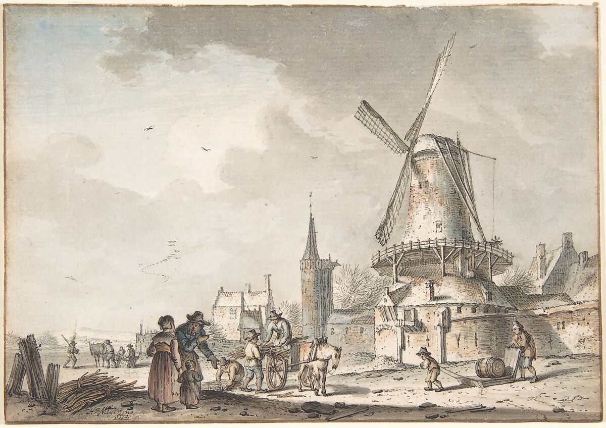 December, Hendrik Meijer (Dutch, Amsterdam 1744–1793 London), Black chalk, brown, black or gray ink and watercolor 