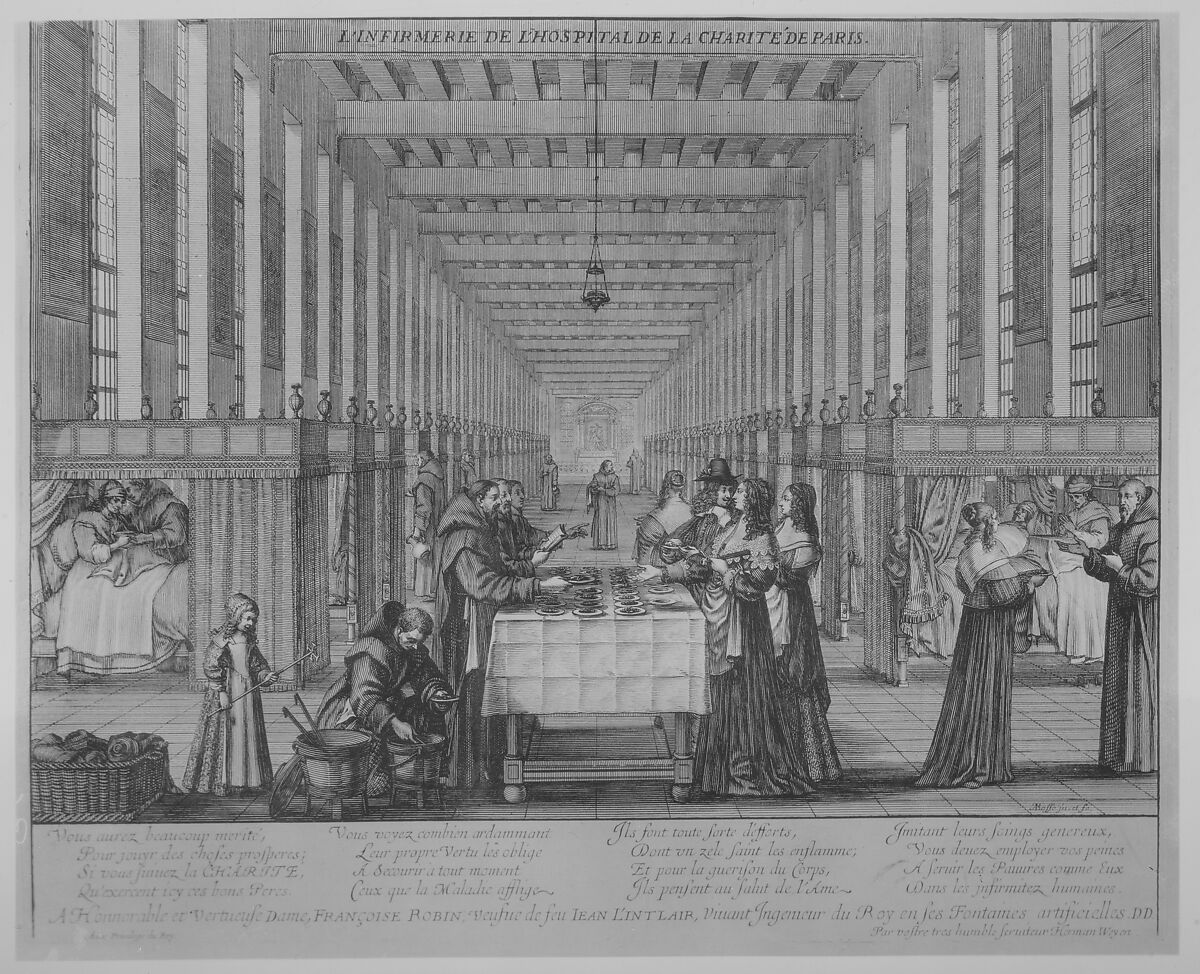The Infirmary of the Hospital of Charity, Abraham Bosse (French, Tours 1602/04–1676 Paris), Etching