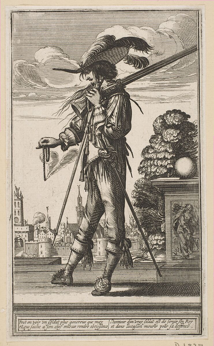 A Soldier on Duty, from "The French Guards" (Les Gardes Françaises), Abraham Bosse (French, Tours 1602/04–1676 Paris), Etching 