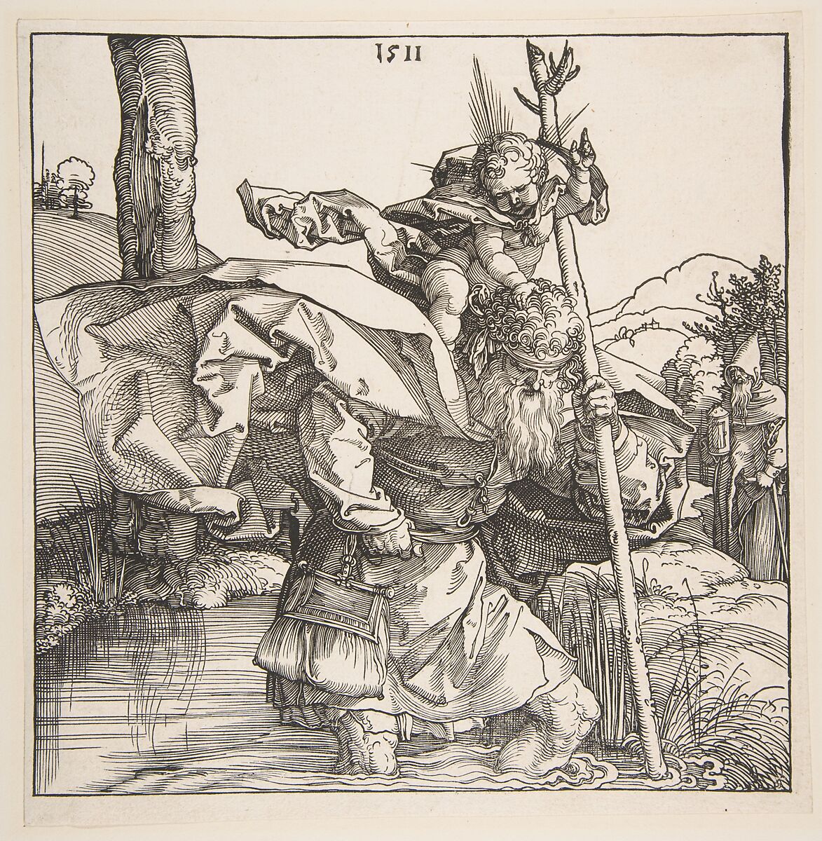 Saint Christopher, Albrecht Dürer (German, Nuremberg 1471–1528 Nuremberg), Woodcut 