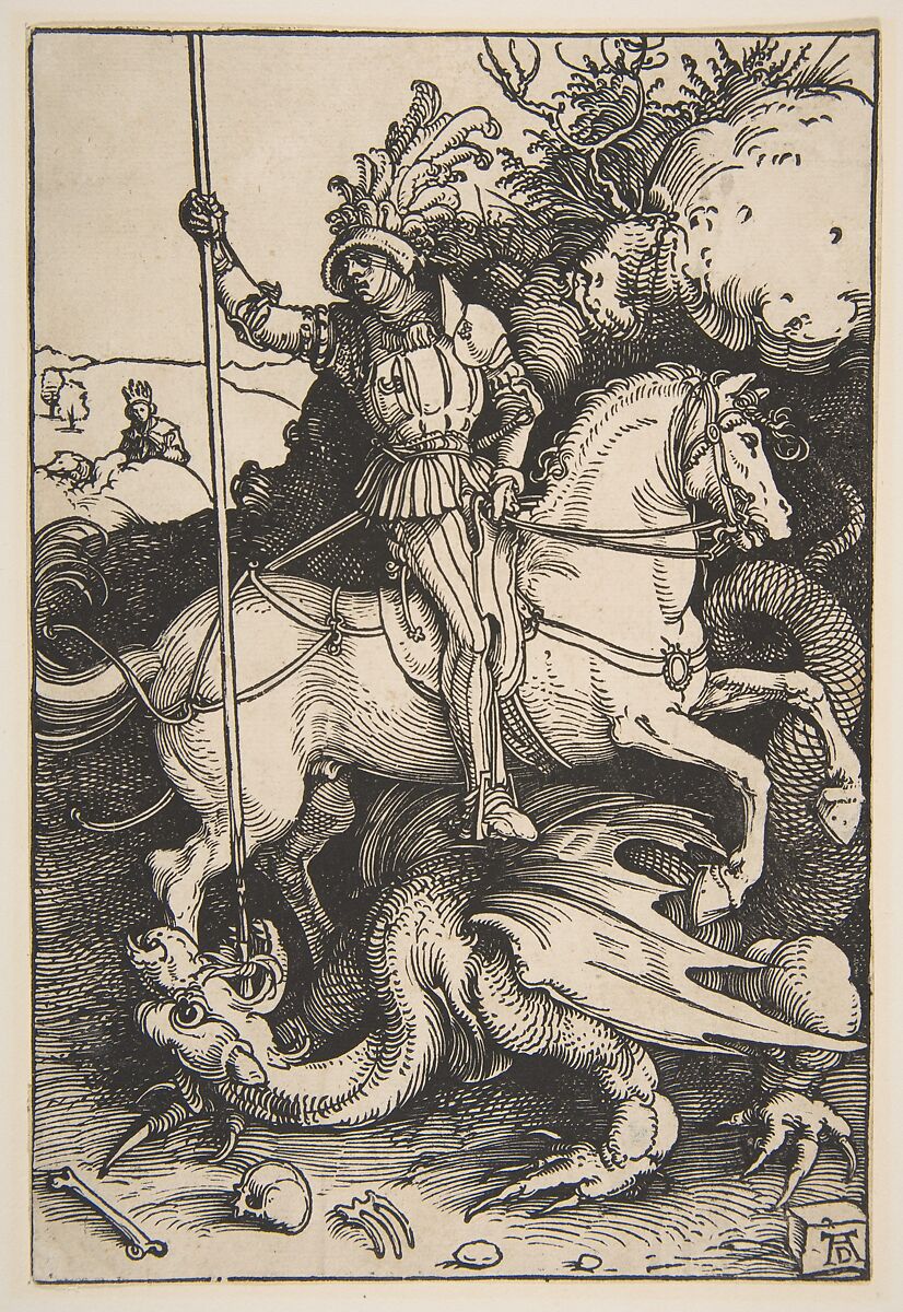Saint George and the Dragon, Albrecht Dürer (German, Nuremberg 1471–1528 Nuremberg), Woodcut 
