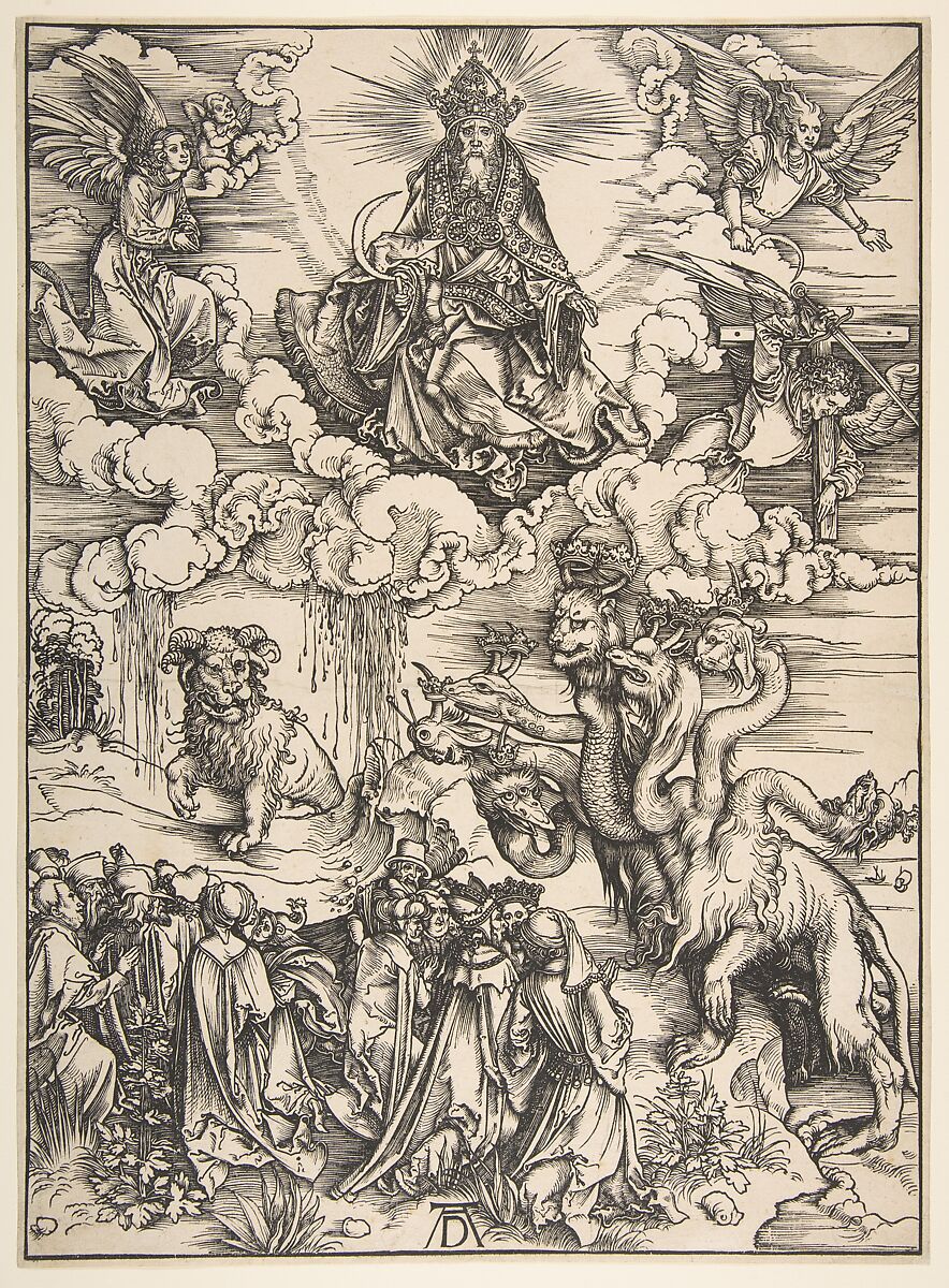 The Beast with the Seven Heads and the Beast with Lamb's Horns, Albrecht Dürer (German, Nuremberg 1471–1528 Nuremberg), Woodcut 