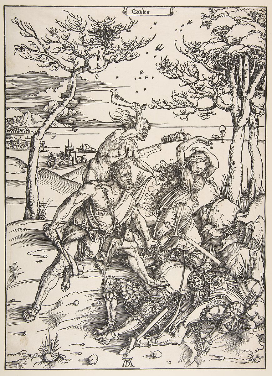 Hercules and Cacus, Albrecht Dürer (German, Nuremberg 1471–1528 Nuremberg), Woodcut 